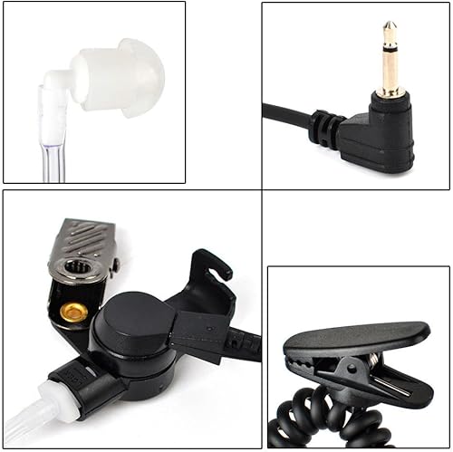 Miniatura 3 de HYS Auricular de tubo acústico de vigilancia con receptorescucha de 0.098 in con 1 par de auriculares medianos para radios bidireccionales,