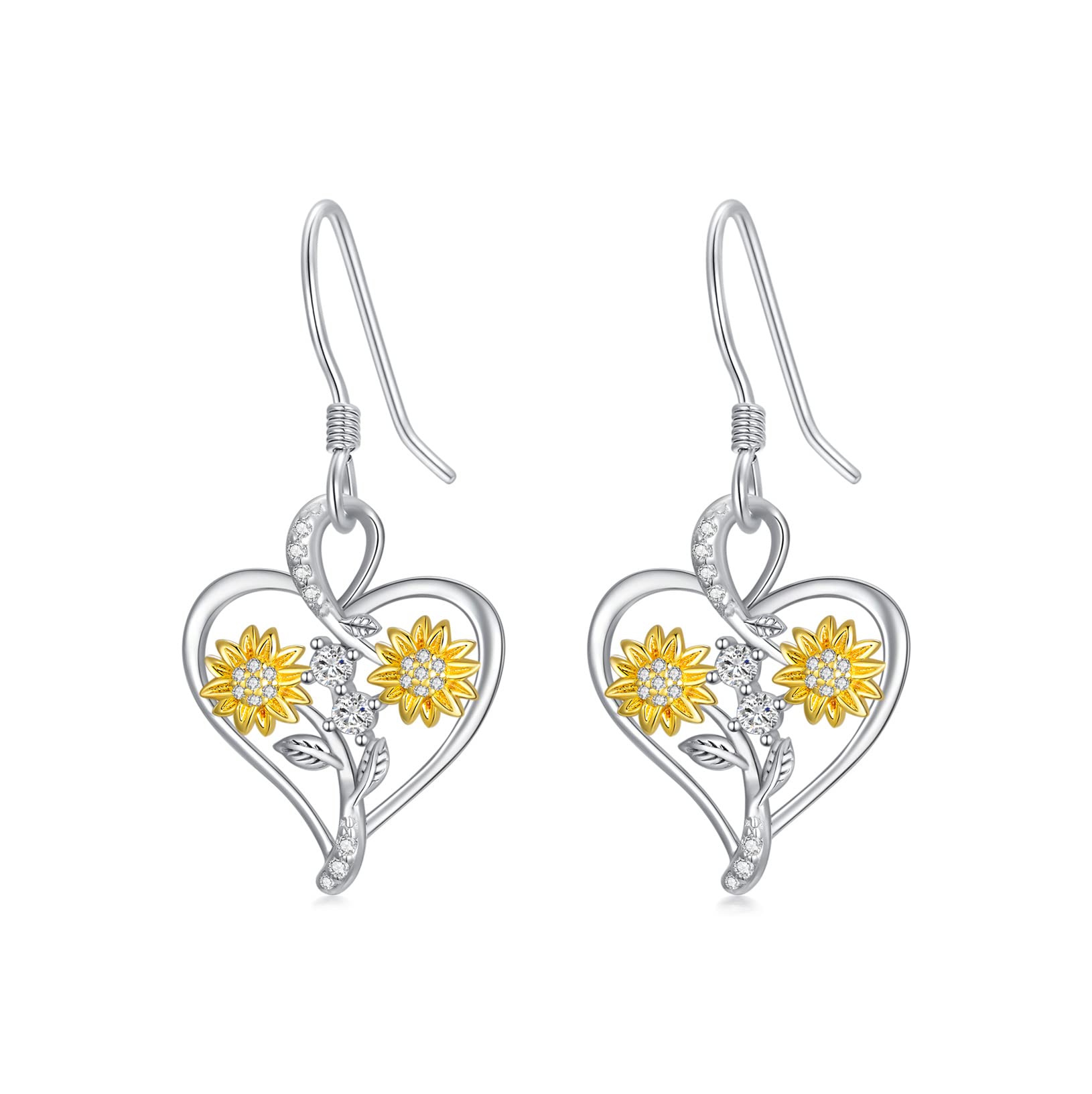 Orecchini Pendenti A Girasole In Argento 925 - "Tu Sei Il Mio Sole" Con Zirconi
