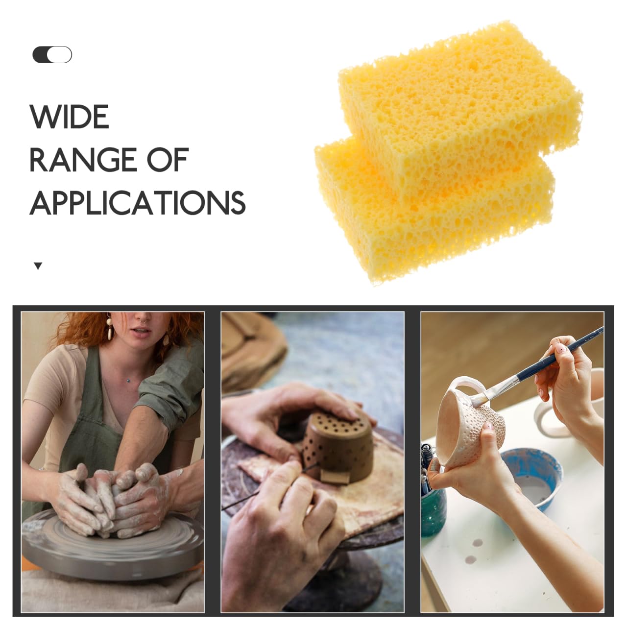 3Pcs Rectangle Artist Sponges | Watercolor & Painting Absorbent Sponges For Crafts, Pottery & Cleaning