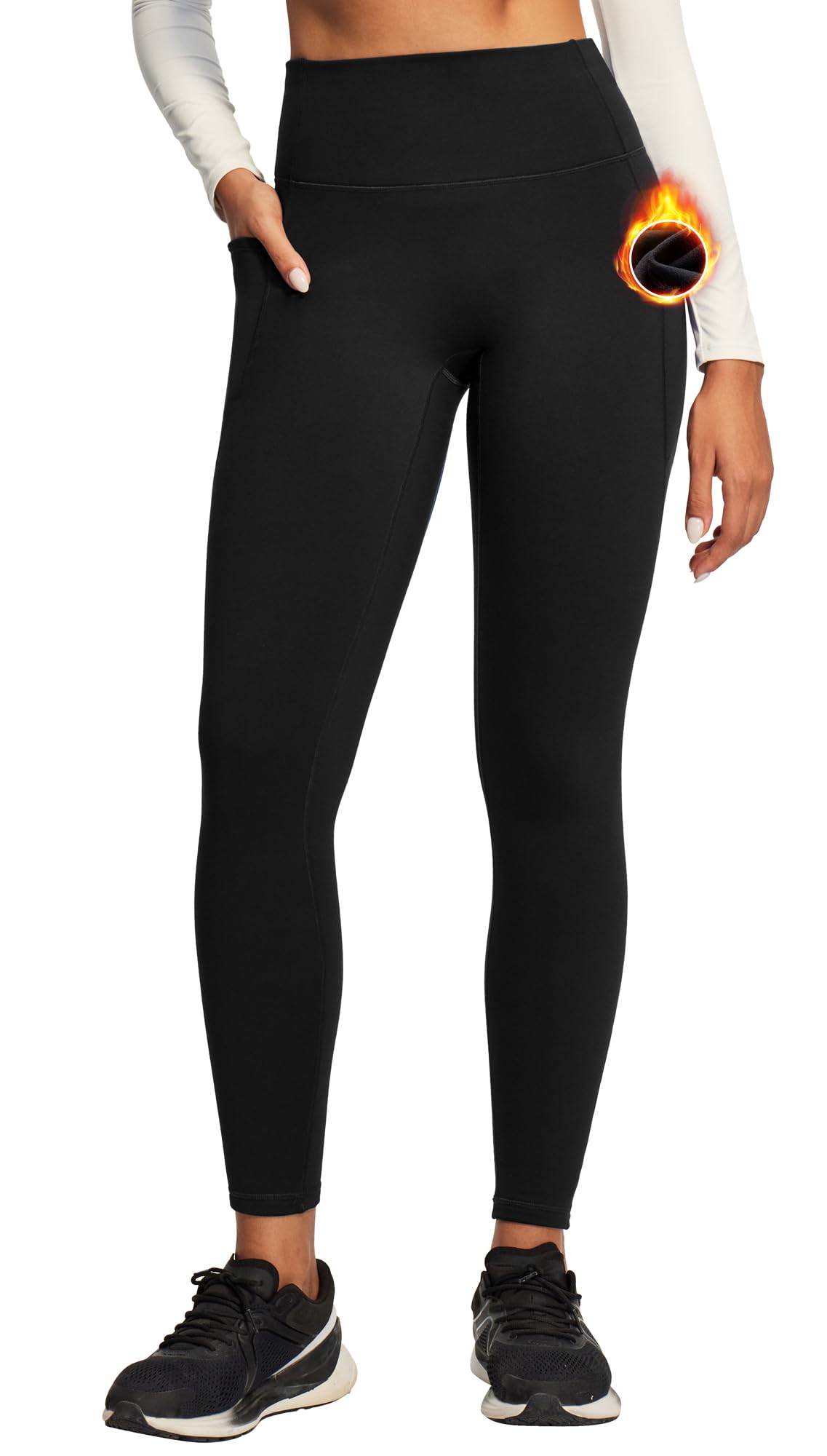 Ewedoos Fleece Lined No Front Seam Leggings