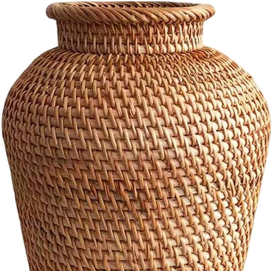 Rattan Vase Style Handmade Woven Plant Flower Vase Basket for Home Decor