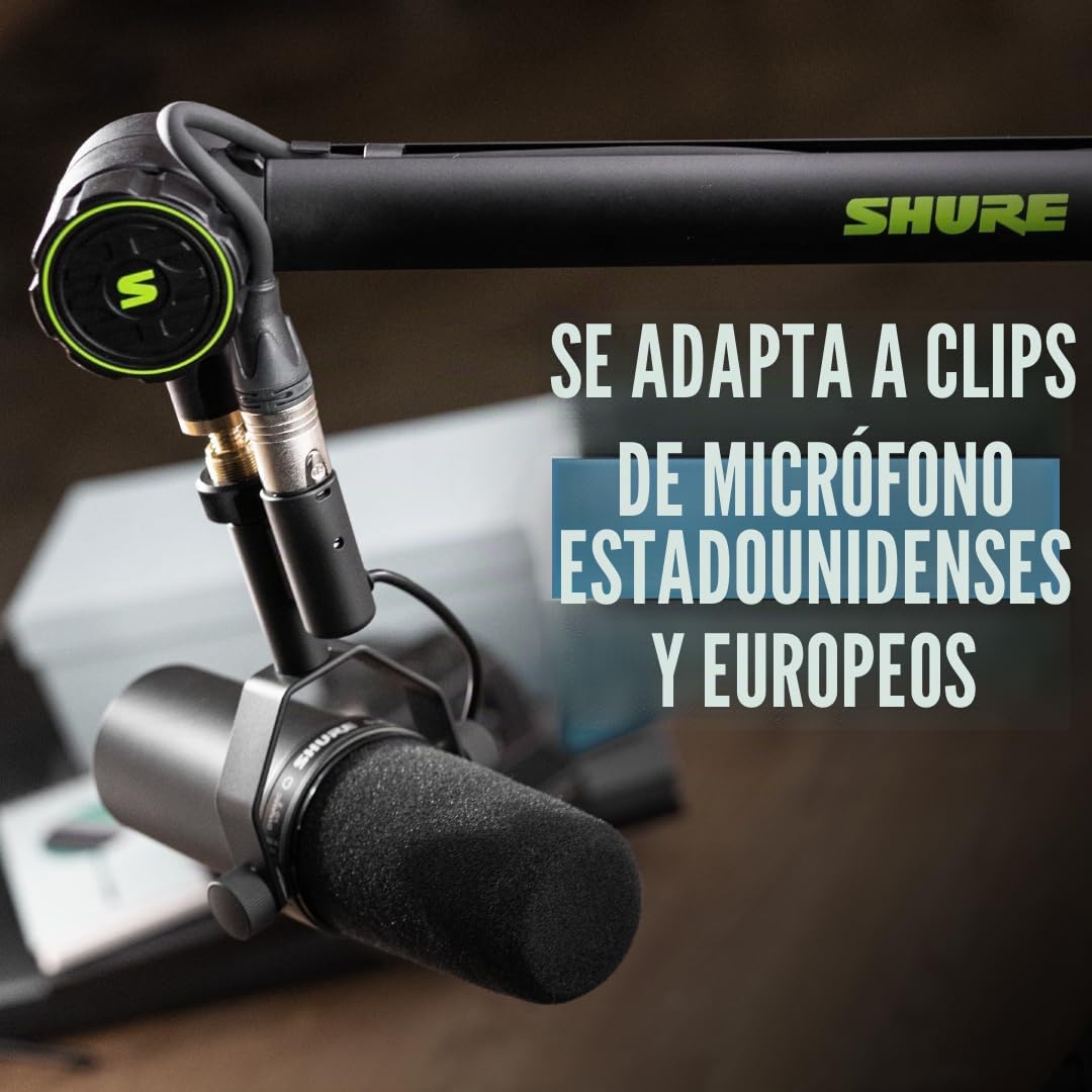 Shure by Gator Broadcast Desk Series; Soporte de micrófono con brazo articulado para montaje en escritorio Shure; (SH-BROADCAST1) | Totalmente ajustable con un brazo silencioso de 360 grados para podcasts y transmisión. Compatible con MV7 y SM7B