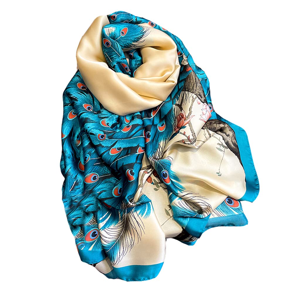 AufeelFashion Scarves 100% Satin Silk Scarf Long Lightweight Sunscreen Shawls Wraps for Women Hair Scarves