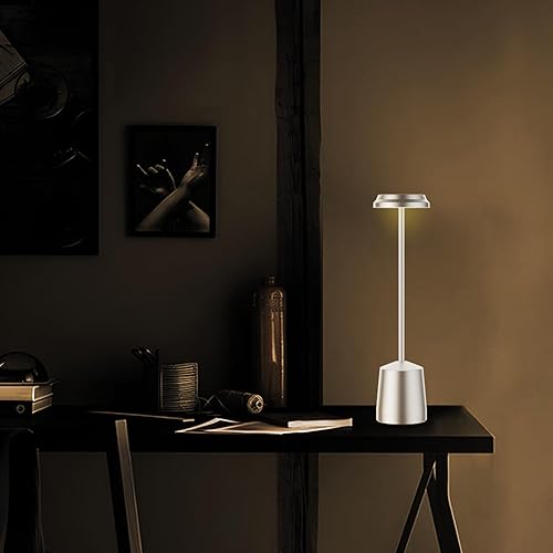 Miniatura 9 de Lámparas de mesa LED inalámbricas, luz de mesa portátil recargable de 5000 mAh, funciona con pilas, control táctil de atenuación continua de 3