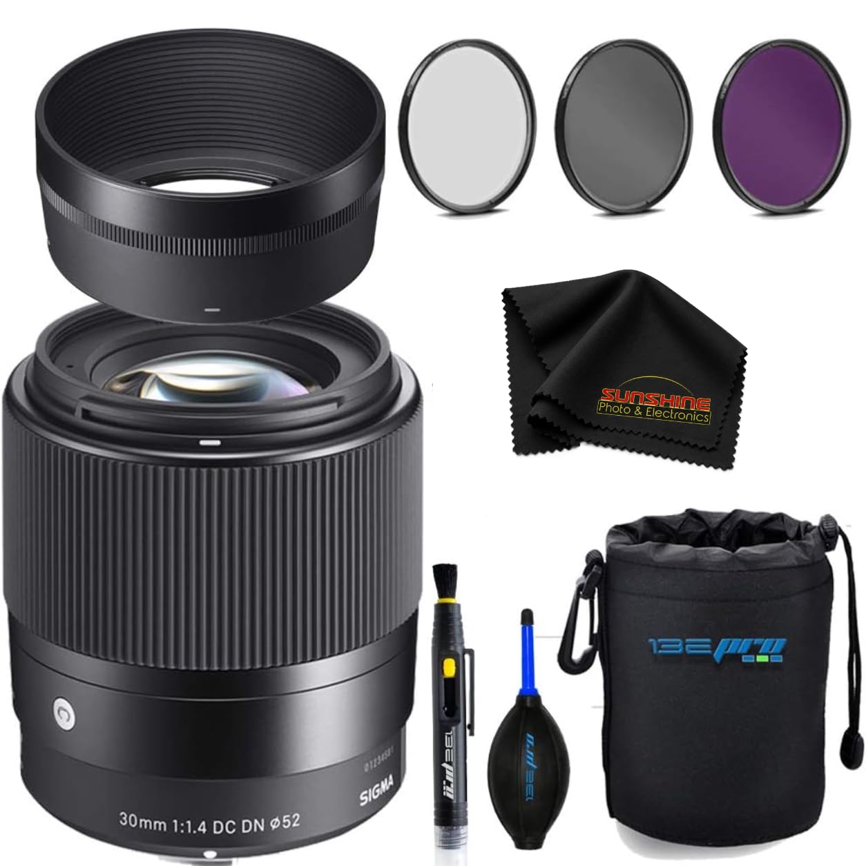 Sigma 30mm f1.4 Contemporary DC DN Lens for Sony E with Sunshine Photo Accessories Bundle - 4 Years USA Manufacturer Warranty