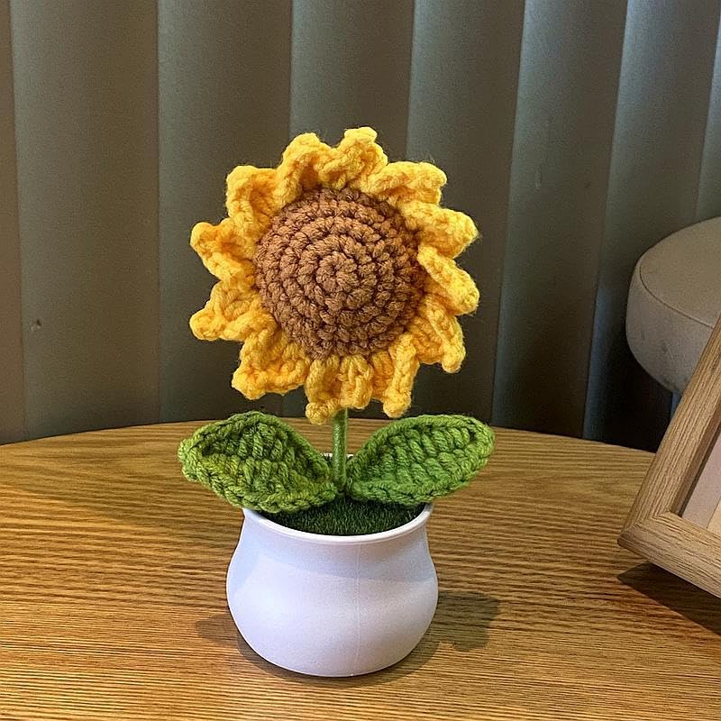 HASTHIP® Desk Decor Small Sunflower Flower Pot Handmade Crochet Sunflower Desk Decor Office Desk Decoration Book Shelf Decoration Car Interior Decoration Home Decor, 8x14cm (B0DFH5GJKC) Amazon Price History, Amazon Price Tracker