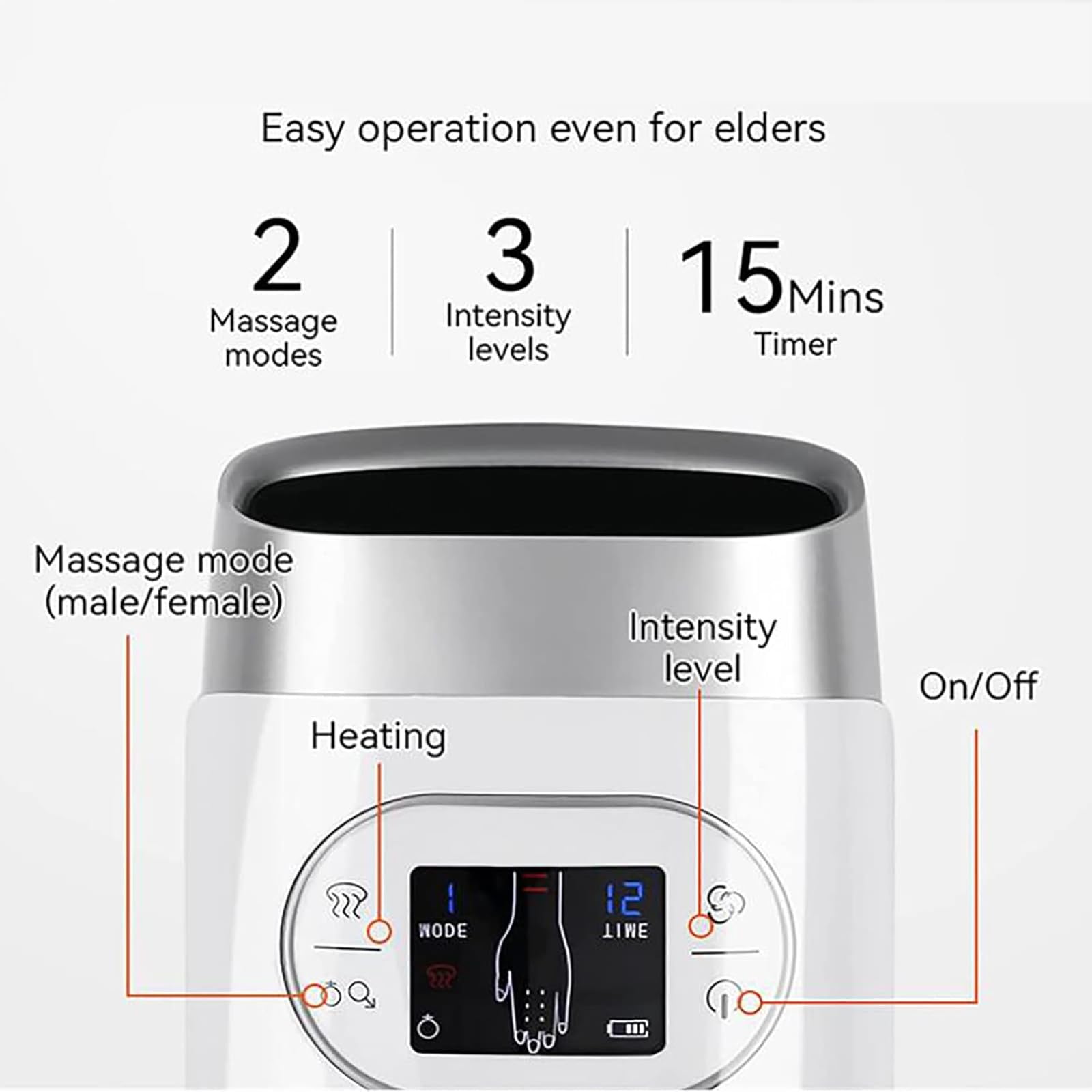 ERICAT Masajeador De Manos Eléctrico, Máquina De Masaje De Manos Inalámbrica con Pantalla LCD, 2 Modos Y 3 Intensidades De Masaje, Apagado Programado De 15 Minutos, para Aliviar El Dolor De Muñeca