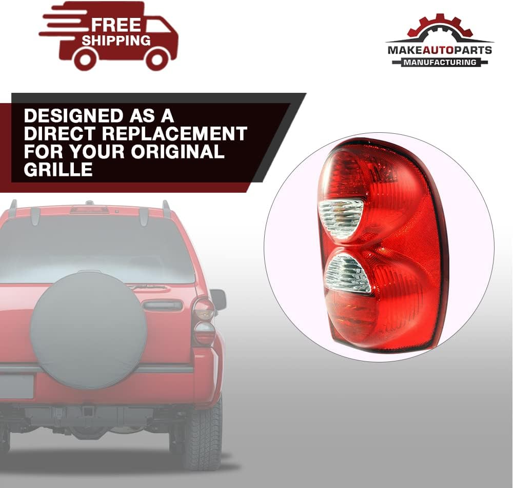 Rear Passenger Right Side Tail Light Assembly Clear and Red Lens For Jeep Liberty 2005 2006 2007 - CH2801158