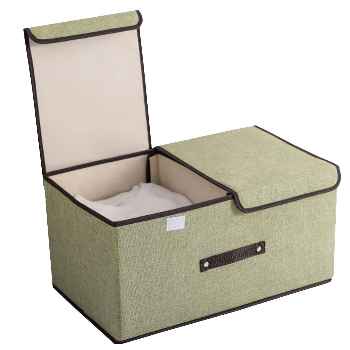 VIRANGNA ENTERPRISE Foldable Linen Fabric Foldable Rectangular Cloth Storage Organizer Box with Lid and Handles for Home, Office, Closet. (Multicolor)