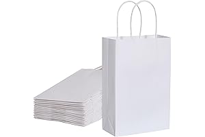 SUNCOLOR 24 Plain White Gift Bags for Parties