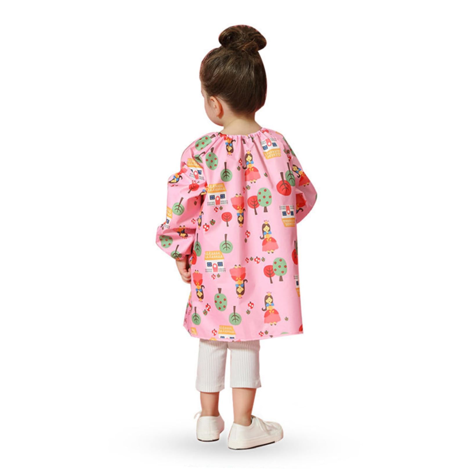 Hemobllo Tablier de Peinture Imperméable Rose en Polyester pour Garçon et Filles, Blouse D'art Manches Longues, Résistant aux Taches, pour Dessin et Peinture