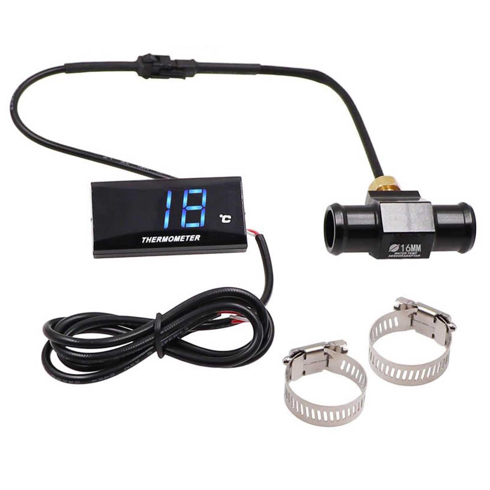 Termómetro digital de temperatura de agua de motocicleta, adaptador de sensor de temperatura de sonda de metal Adecuado universalmente para motocicletas (18 mm)