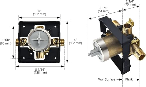 Miniatura 4 de Cuerpo de válvula de ducha para sistema de ducha, compatible con kits de molduras de ducha de función única o doble D (con topes de destornillador),