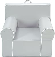 Heritage Kids Grey Everywhere Foam Armchair for Ages 3+ - Portable Carry Handle, Removable Washable Cover, 25x21x22 Kids Chair