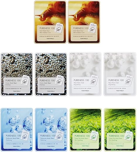 TONYMOLY MASK PACK OF 10 (Pureness Sheet Mask Combo, 10 Count)