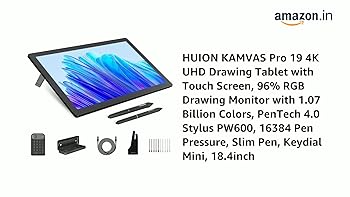 HUION Kamvas Pro 19 4K UHD Drawing Tablet with Touch Screen, 96