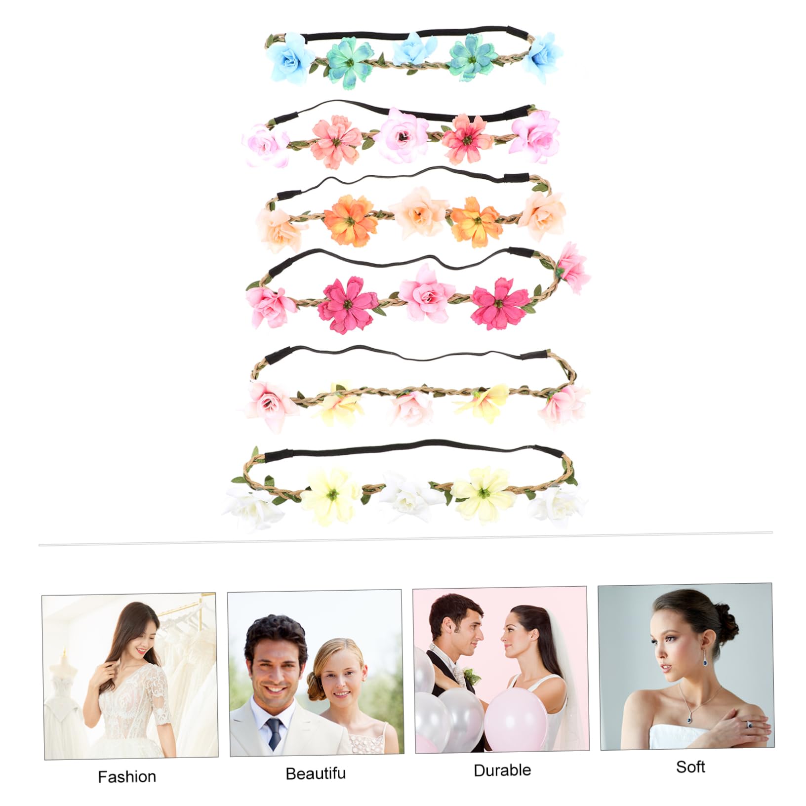 Stk Brautkranz Stirnband wedding hair accessories Girlanden zur Dekoration Braut Stirnband Blumen- Diademe für Mädchen Blumenstirnband Blumenkrone für Mädchen elastische Kordel