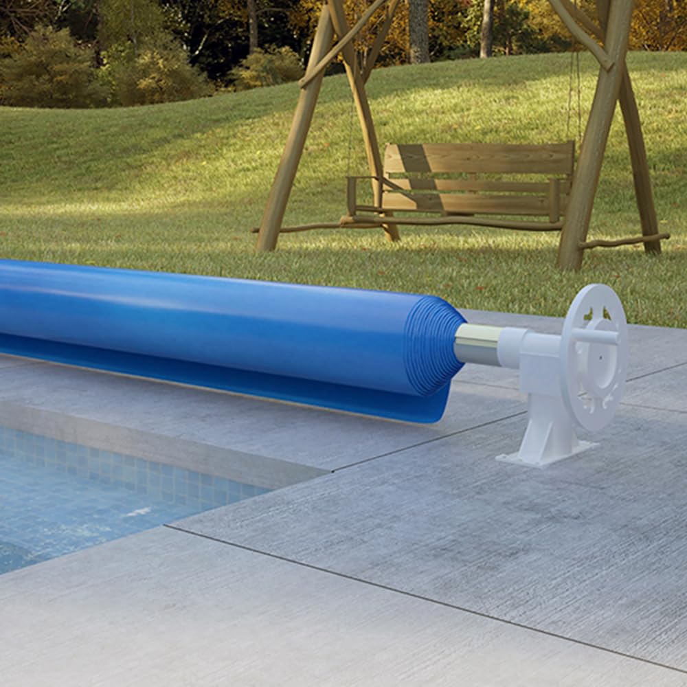 Oskar OK-Living Poolaufroller, Silber, mit Aluminium-Teleskoprohr, Länge verstellbar für Poolabdeckungen