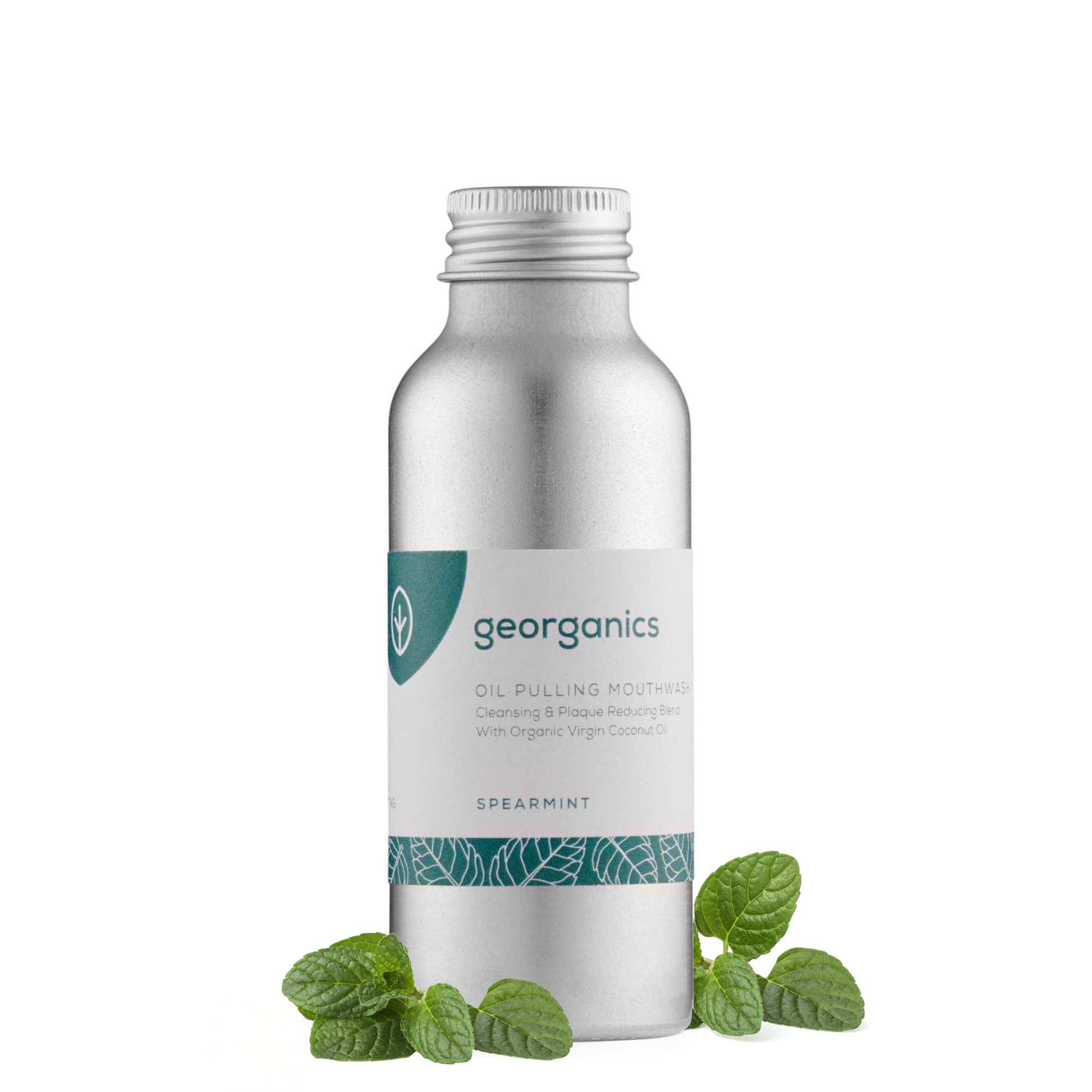 Whitening Oil Pulling Mouthwash - Spearmint - Plaque-Reducing Coconut Oil Blend - 100% Natural Ingredients - SLS, Glycerine & Fluoride Free - Cosmos Organic, Vegan & Cruelty-Free - 100ml