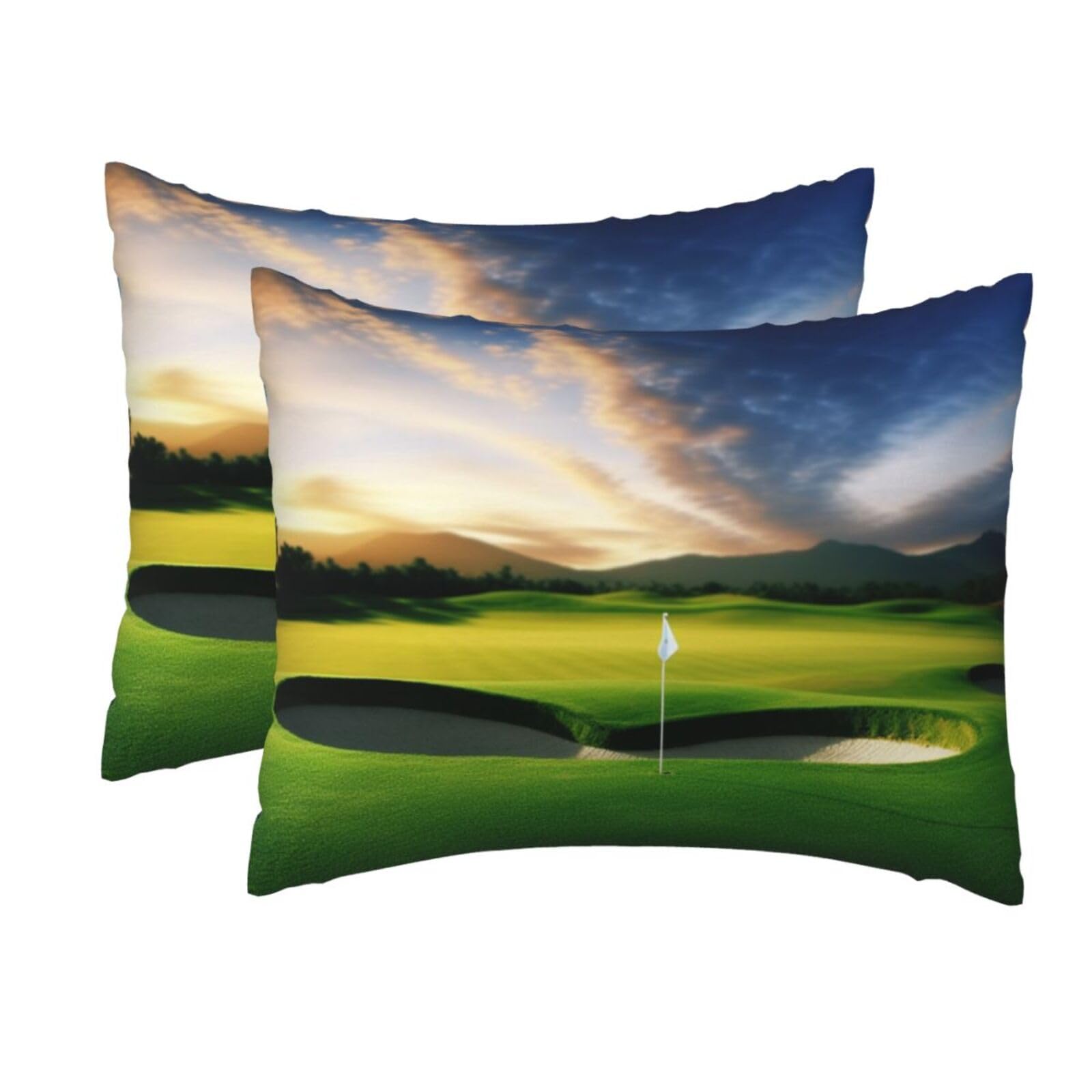 2 Pack Standard Size Pillow Cases for Hair and Skin Soft Breathable Pillow Case Covers with Hidden Zipper Golf Course Pillowcase 20x26 Inches Pillow Cover for Sleeping Gift