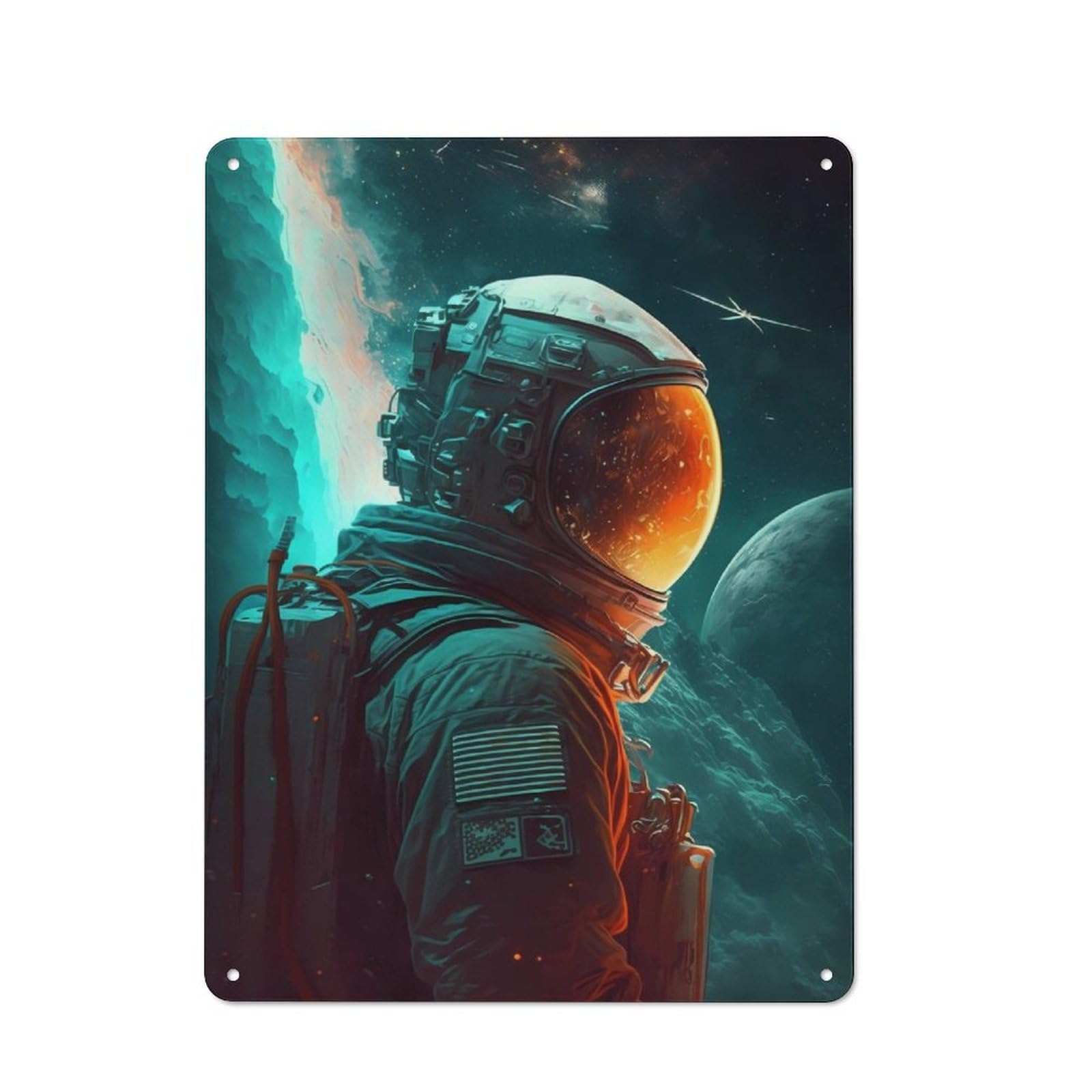 Junmoney Astronaut Lost In Space Vintage-Inspired Tin Sign 40X30cm For Café Or Restaurant, For Cooler-Month Interiors With Vintage Character