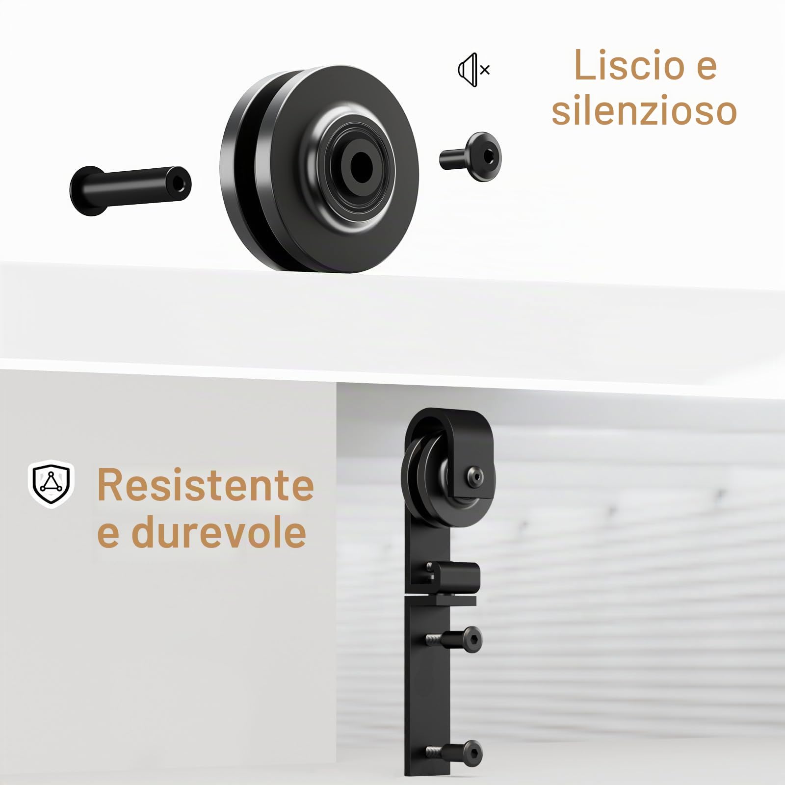 3FT/91.5CM Mini Porta Scorrevole Pieghevole Kit, Mini Set Completo di Accessori Per Porte Scorrevoli, Per Bypass Doppia Porte (senza ante dell'armadio)