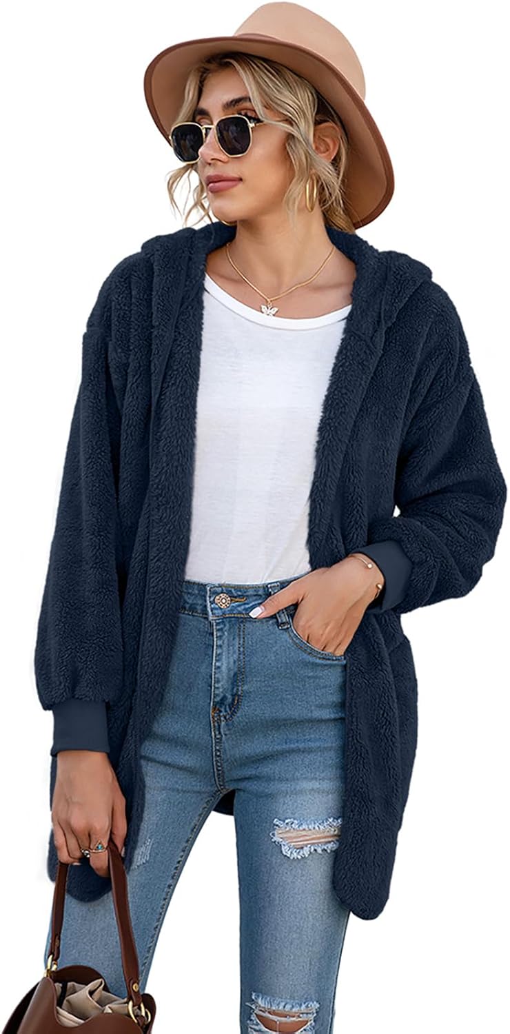 LONGYUAN Womens Jacket Winter Coats Hooded Cardigan Fleece Sweaters - Image 2