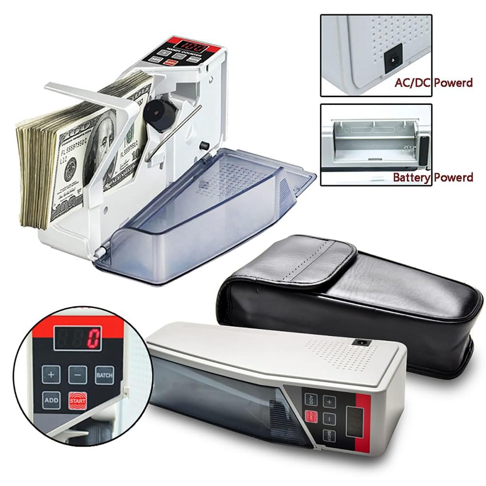 Macchina conteggio denaro, contatore banconote portatile con display a LED, contatore di valuta con modalità batch per un facile conteggio delle banconote