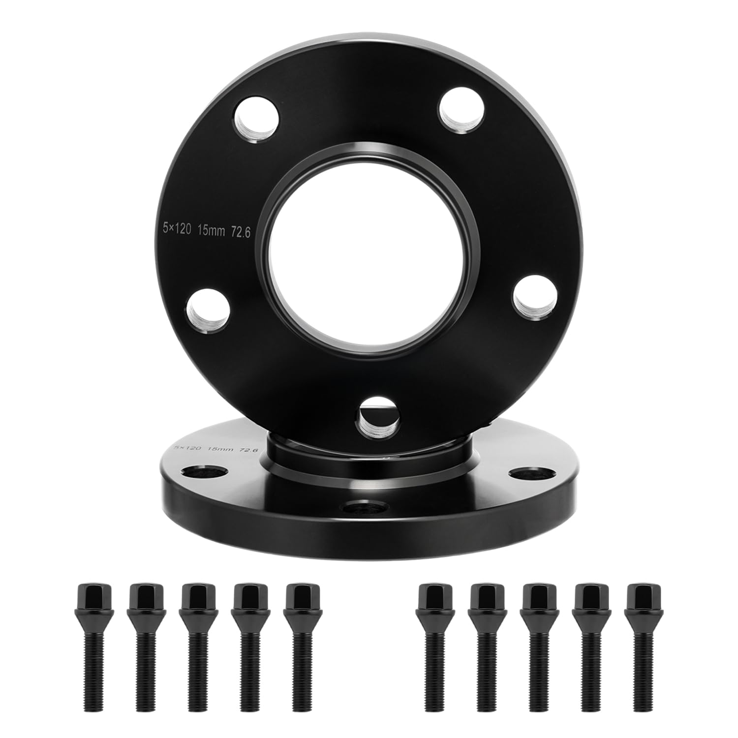 GEARMONSTER Separadores de rueda, 2 x 15 mm, juego de espaciadores LK: 5 x 120 mm, NLB:72.6 con 10 tornillos de rueda M12 x 1,5 mm, 45 mm, espaciadores de ruedas para BMW E46 E60 E92