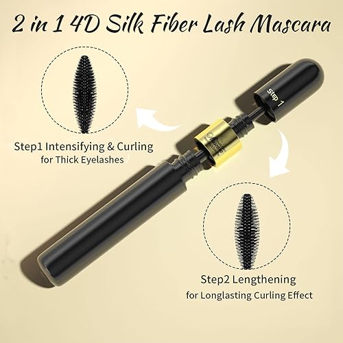 Miniatura 2 de Vibely - Máscara de pestañas de fibra de seda 4D, máscara Vibely, 5 veces más larga, impermeable y lavable, 2 en 1, máscara de pestañas de fibra de