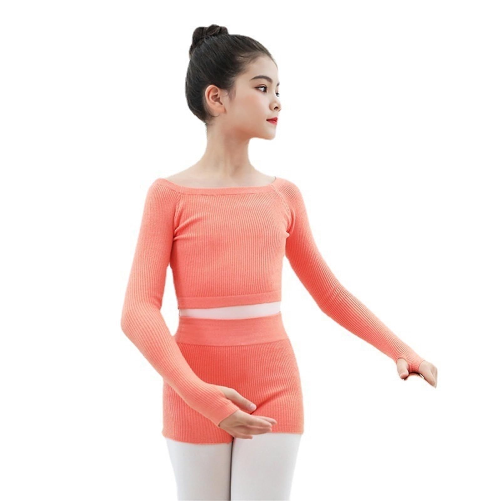 Ballet Suéter Cortos Set Conjunto de Top for niñas con pantalones cortos, ropa de gimnasia, baile de Ballet, calentador de piernas tejido, suéter de manga larga, conjunto de invierno Ropa Ballet Niña(