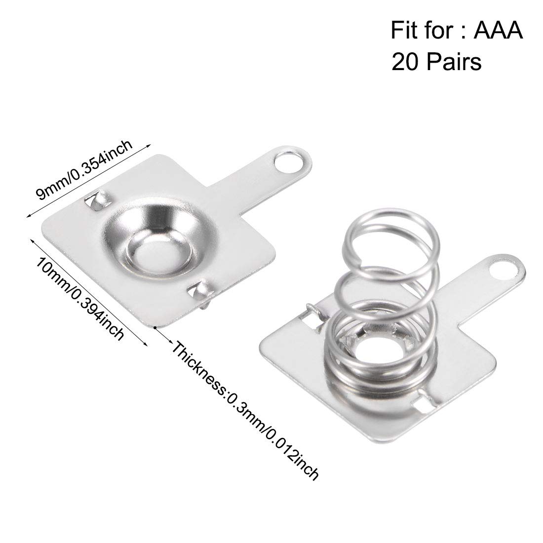 uxcell 20 Pairs AAA Battery Positive Negative Conversion Spring Contact Nickeling Plate 10mmx9mm