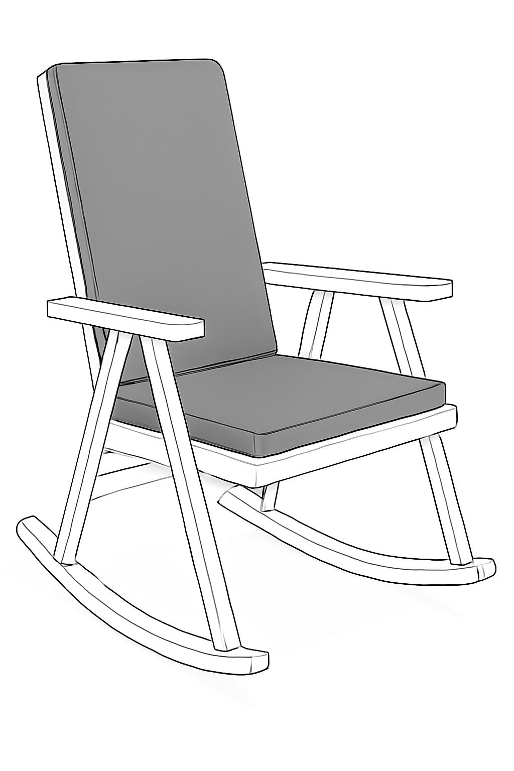 Royale Linens Waterproof High Back Chair Cushion for Garden & Patio Chairs 96x41x5cm Loungers, Recliner, Relaxer Durable & Comfy Seat Pads for Indoor/Outdoor Use, Foldable Seating Cushions (Gray)