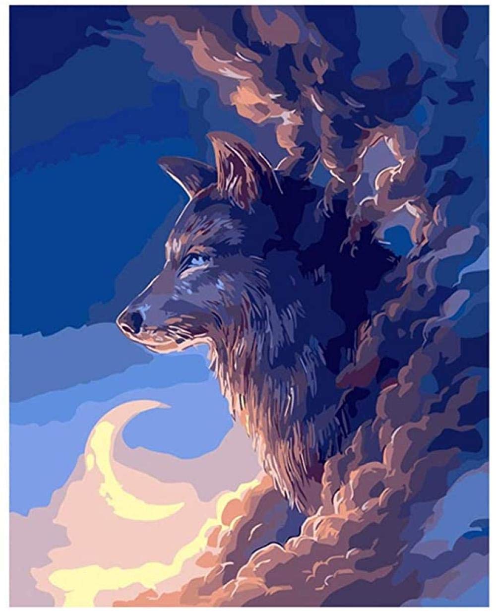 Gtllmm Jigsaw Puzzle Moon Wolf Adults Kids Wooden Jigsaw Puzzles 3D Classic Brain Puzzle Games Puzzles DIY Collectibles Modern Home Decoration500 Piece
