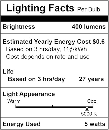 Miniatura 9 de Simba Lighting Bombillas LED A15 para refrigerador (paquete de 2) 5 W 40 W de repuesto, impermeables, pequeñas para electrodomésticos, congeladores,