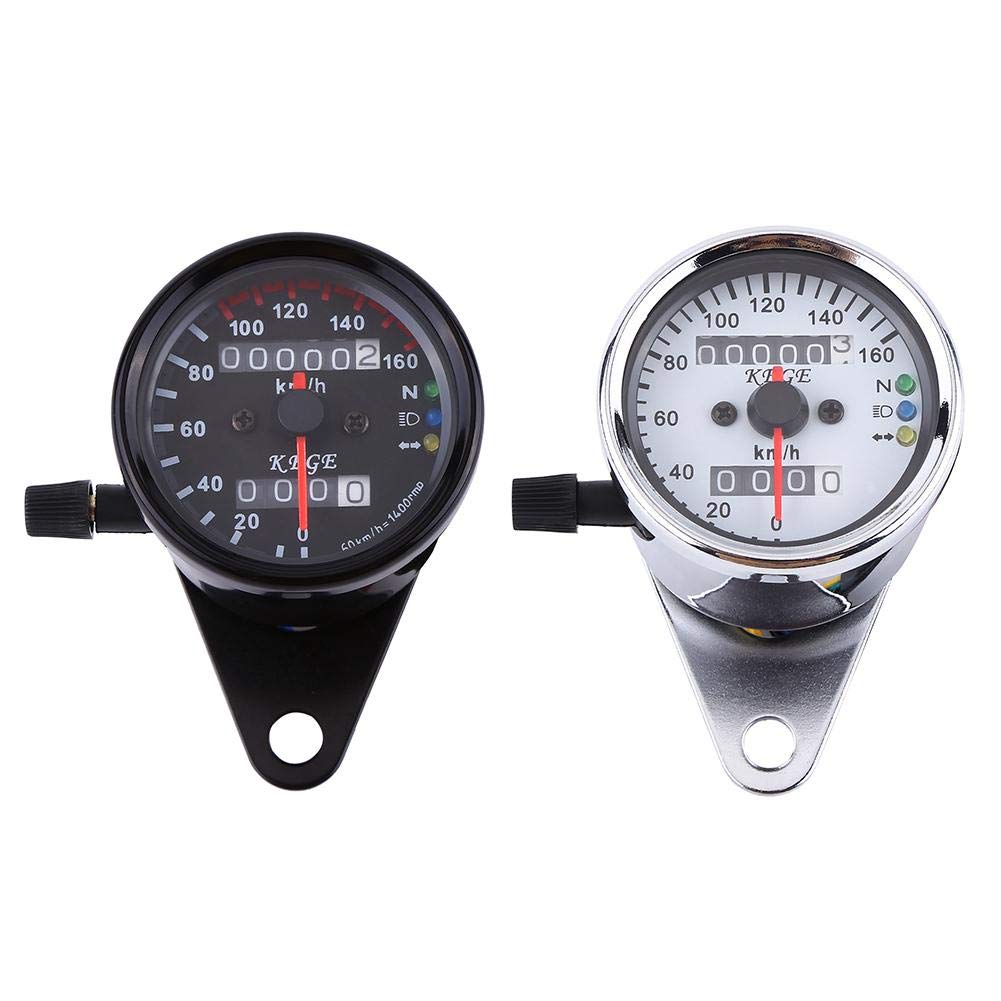 Für Simson S51 Ritzel - 1Pc Universal Metall Motorrad Kilometerzähler Tachometer Messsignal Dual Digital Display Km/H.(Schwarz)