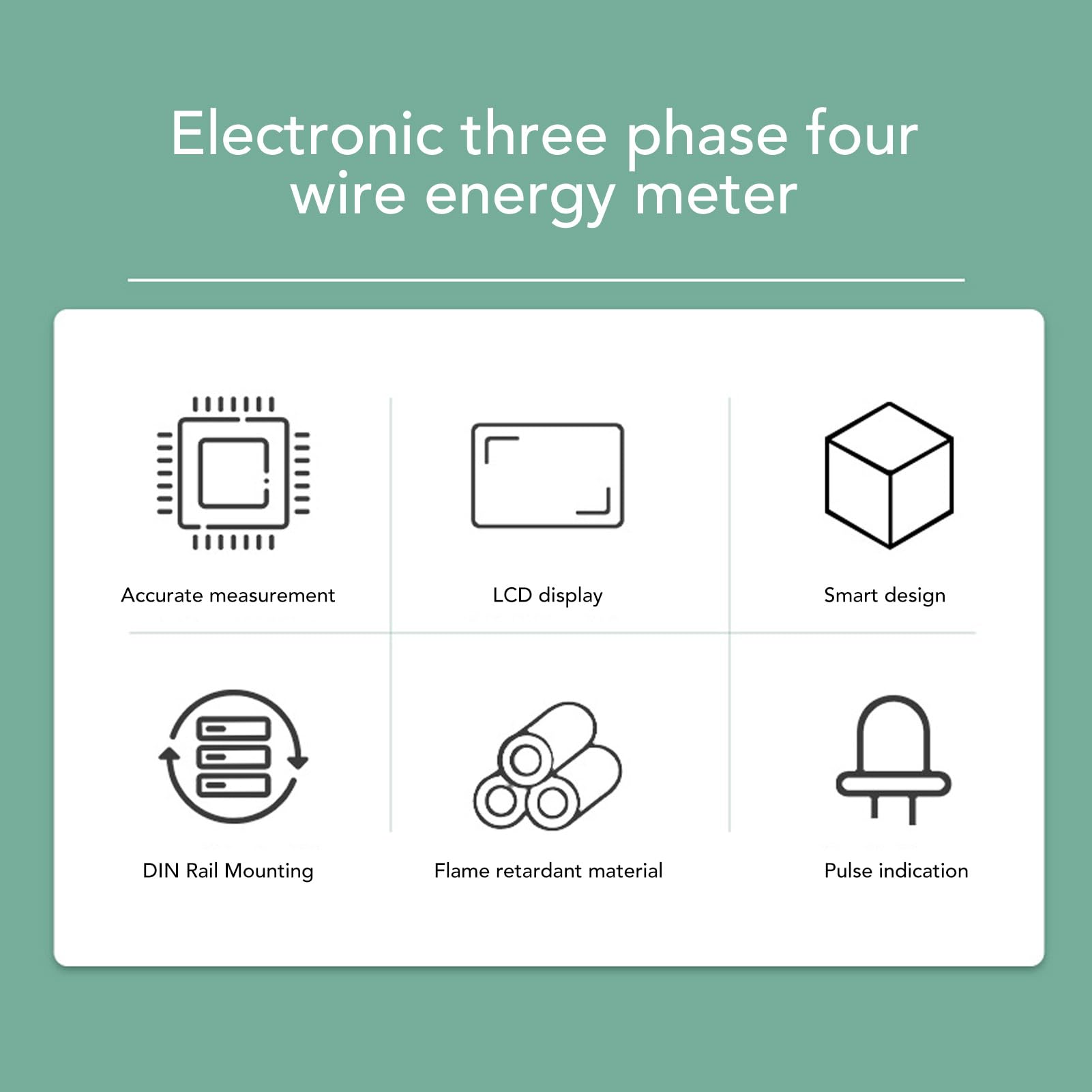 Contatore di energia elettrico trifase a 4 fili con binario di guida con display LCD, 7P AC230V 400V