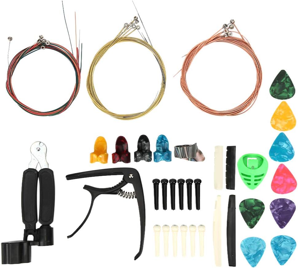 Guitar Accessories Kit Changing Include Strings Capo Celluloid Pick Clip