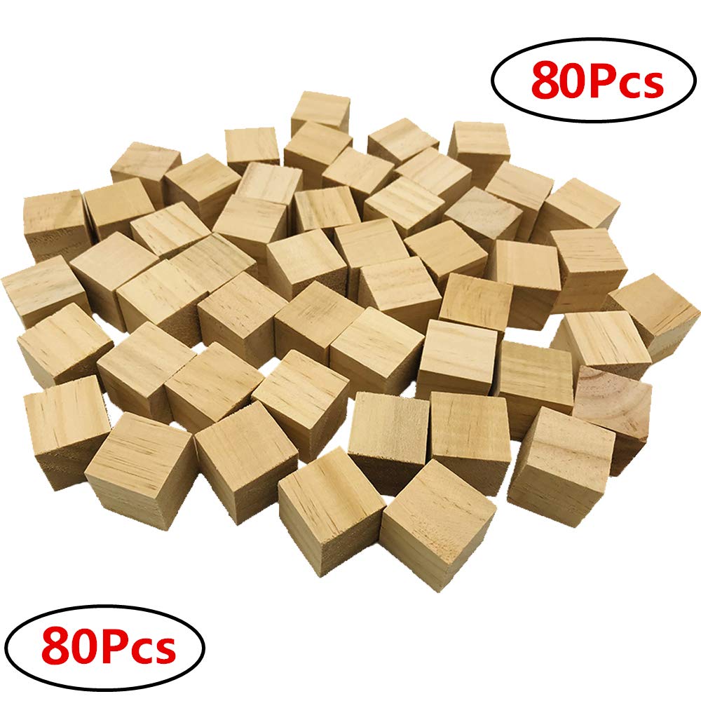 Fycooler Small Wooden Cubes (80 Pack) – 2.54×2.54 x2.54cm (1x1x1inch ...