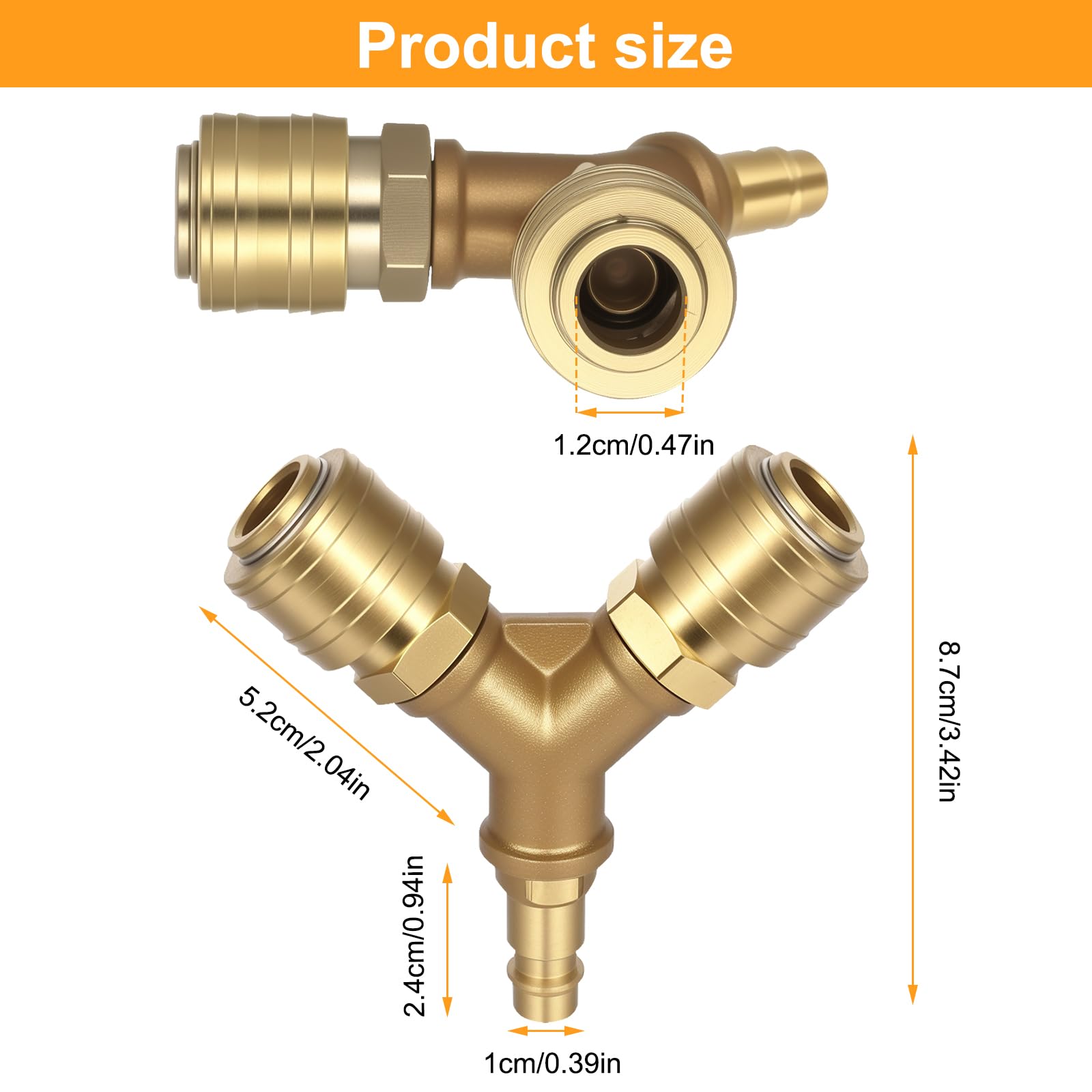Collettore Aria Compressa 1/4 A 2 Vie – Raccordo In Ottone Nichelato Con Attacco Rapido, Per Utensili Pneumatici, Pressione Max 20 Bar, Nastro PTFE Incluso