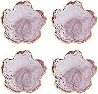 Vista 8 de Juego de 4 platos de salsa Sakura, platos de aperitivo de cristal con flor de cerezo rosa, cuencos de inmersión, platos de degustación, platos
