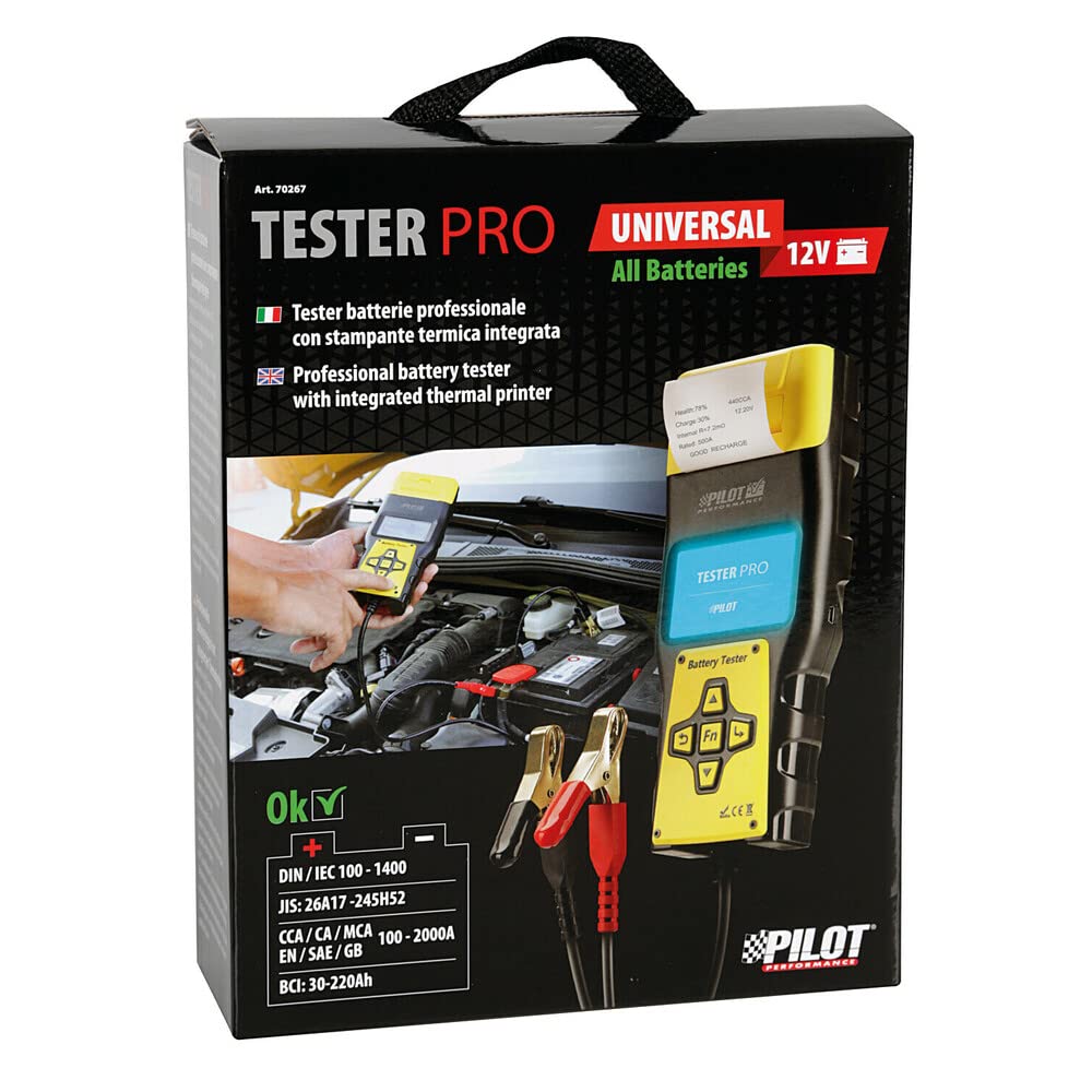 Pilot 70267 Tester-PRO, comprobador de baterías profesional con impresora térmica integrada