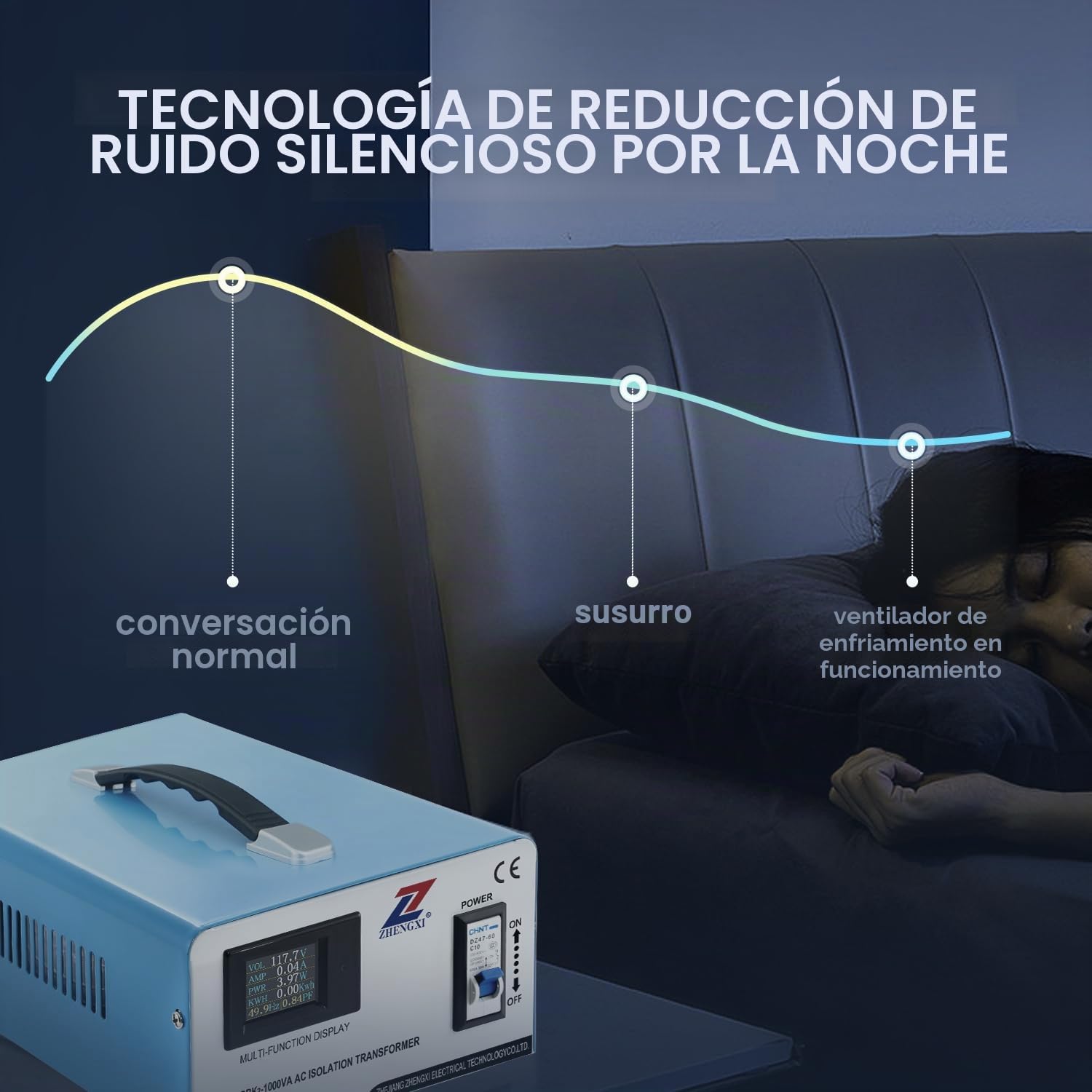ZHENGXI ELECTRIC Transformador de aislamiento 230v, transformador de tensión 1000w, pantalla de alta definición, sin nariz, 2 tomas de salida