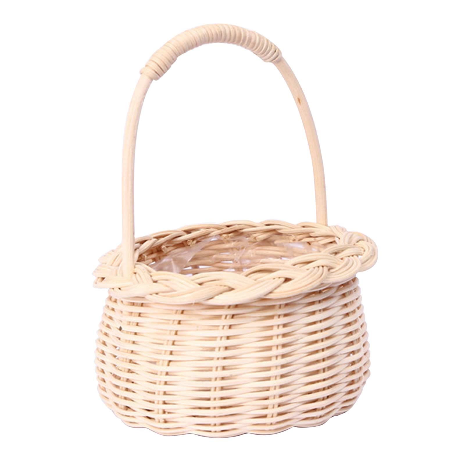 Geweven Opbergmand Handvatten Bruiloft Bloemenmeisje Manden Rieten Wasmand Rustieke Decoratieve Bloemenmand Handgemaakte Rotan Mand