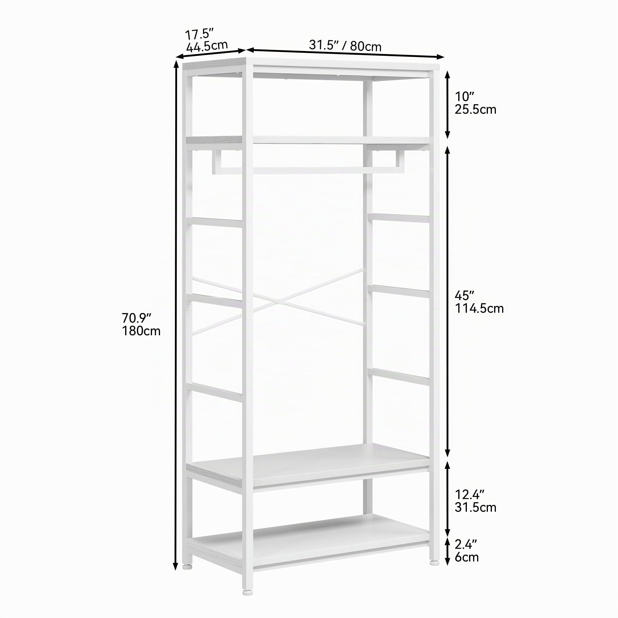 YITAHOME Perchero de Pie con Zapatero, Árbol de Pasillo con 4 Estantes, Barra Industrial para Ropa, Estantería para Guardar Ropa para entrada pasillo sala de estar, Blanco