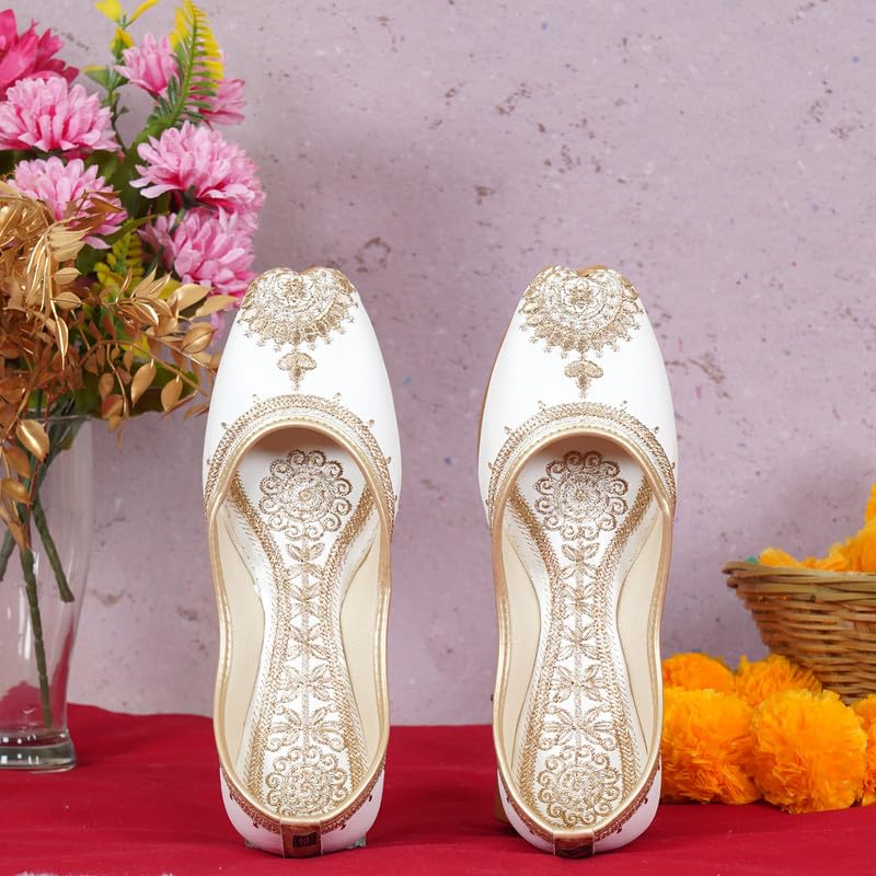Image of DFR Women Juti | Embroidered Rajasthani Mojari Girls Shoe