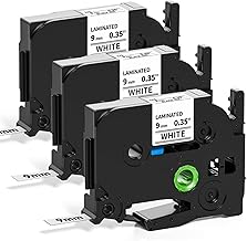Aken - Compatible Label Tape for Brother P-touch TZe 9mm TZe-221 TZe221 Black and White, for Brother P-touch 1000 1010 1280 H105 H110 D400 Cube Label Maker