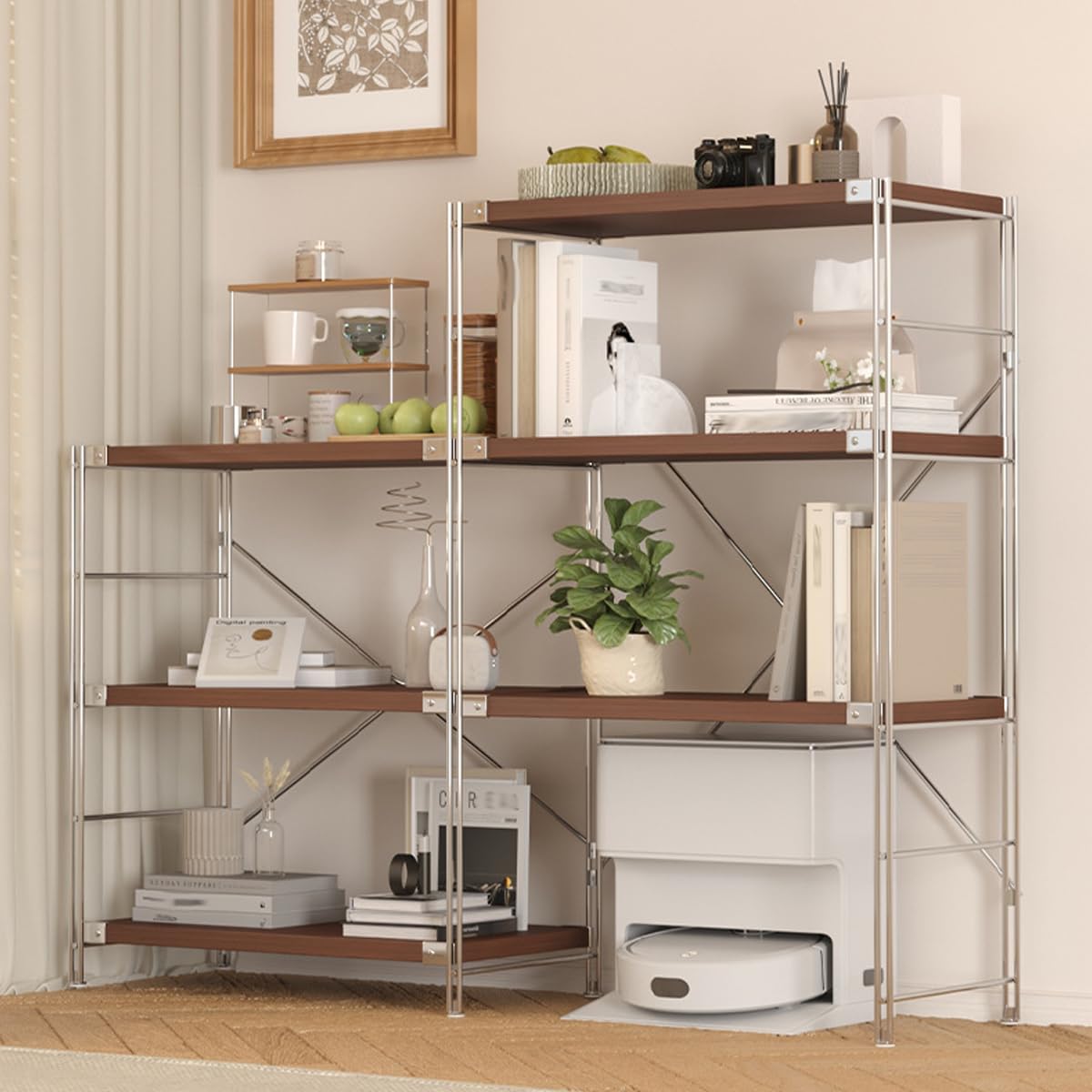 Scaffale Salvaspazio Scaffale Portoggetti da Cucina Distanza Regolabile Scaffali in Metallo per Garage Scaffali A Colonna 3 Tiers H 90cm L 60*W 30 cm