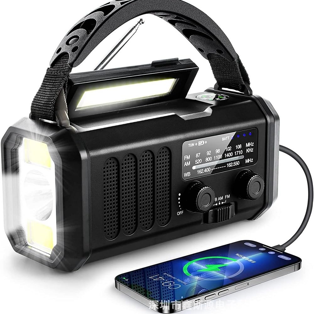 Awaryjne radio korbowe 20000mAh solarne z latarką do czytania latarką SOS radio alarmowe na kemping