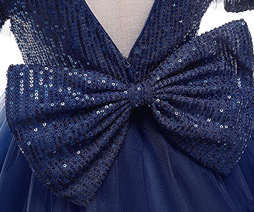 Formal Prom Pageant Wedding Christmas Girls Dresses A-Line Knee Length Tutu Ruffle Dress Princess Party Infant Baby Lace Dress 3-6 (Navy Blue 70) #TOP3